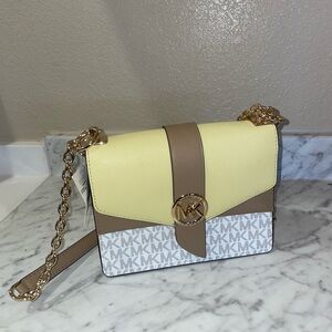 Michaels Yellow and Gray Purse with Gold Accent